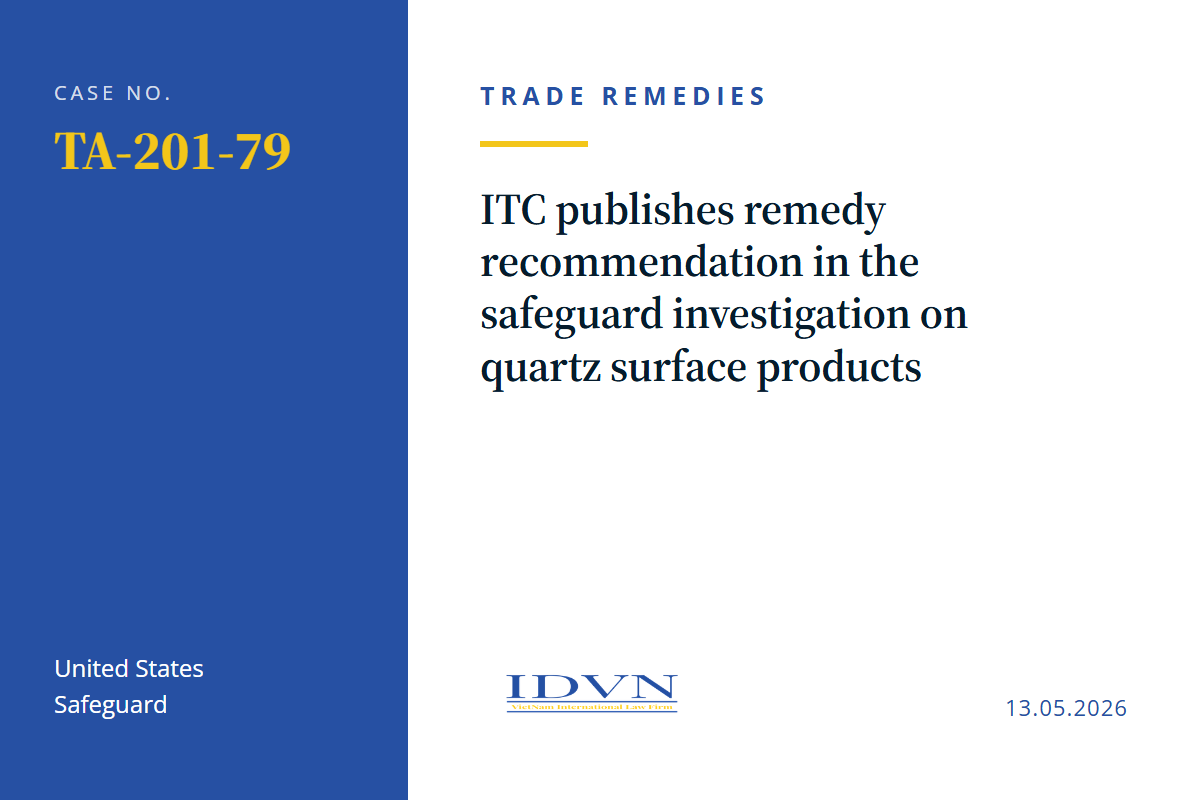 ITC publishes remedy recommendation in the safeguard investigation on quartz surface products (TA-201-79)